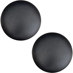 Kit 02 Assentos Redondo Banqueta Cadeira Estofados Poltronas H02 Corino Preto 30 cm - Lyam Decor