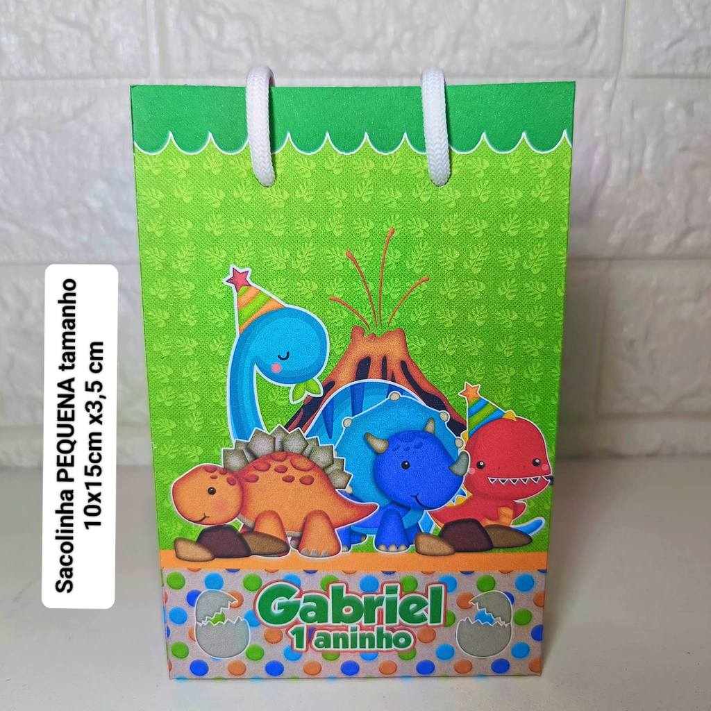 PEGUE E MONTE Sacolinha Personalizada Dino Baby Dinossauro Sacola Surpresa Lembrancinha Festa Aniversário