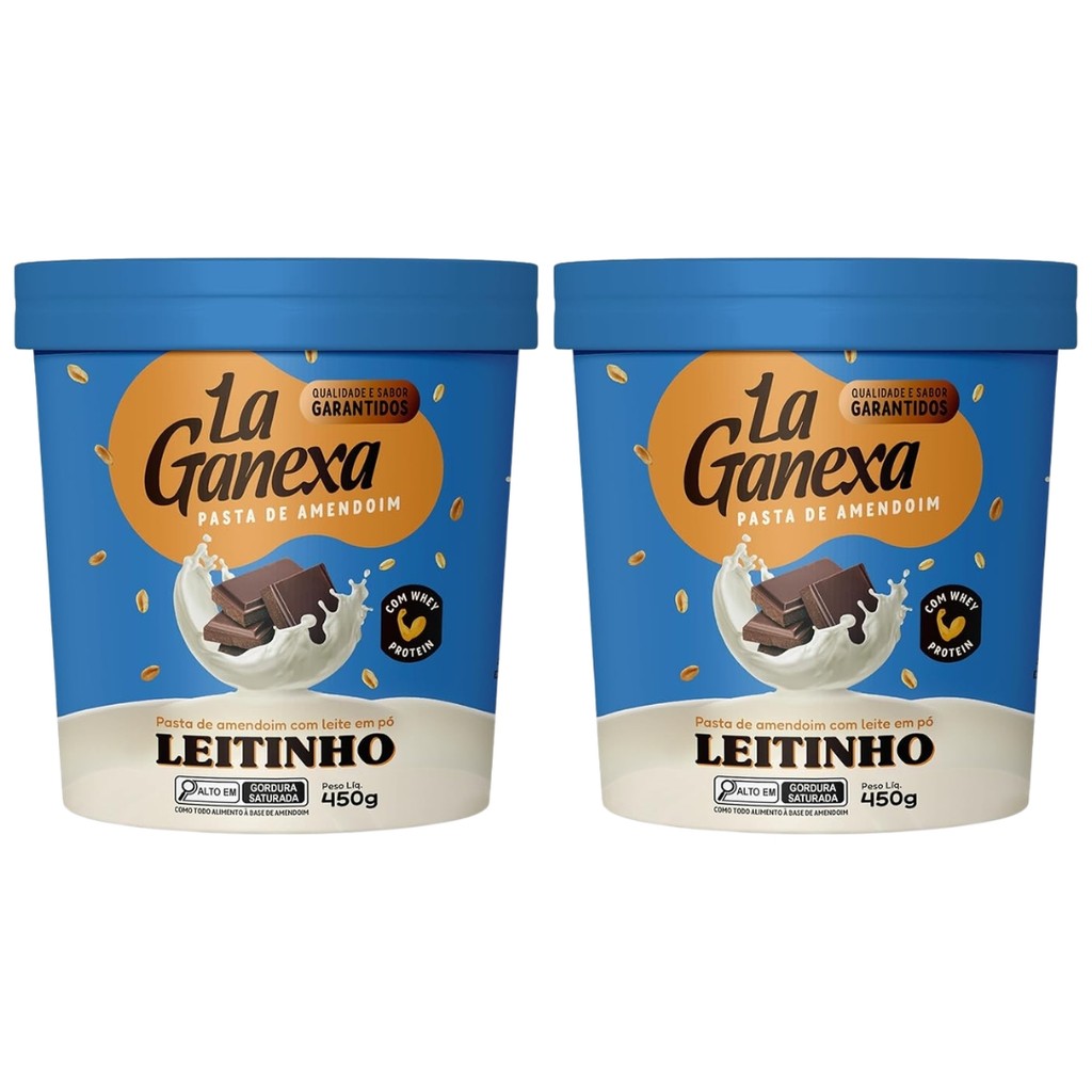 Kit 2 Pasta de Amendoim La Ganexa Leitinho com Whey 450g