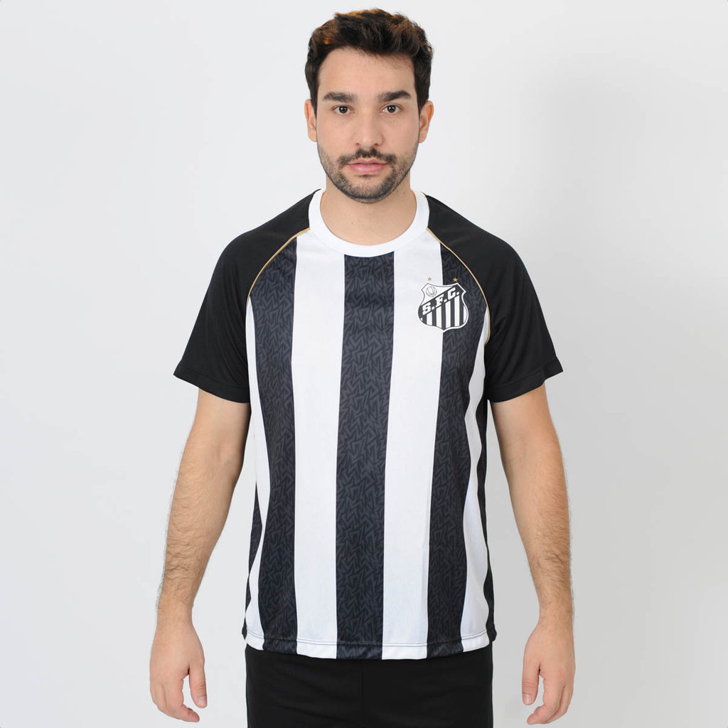 Camisa de Time Braziline Santos Mosaico Preto - Masculino
