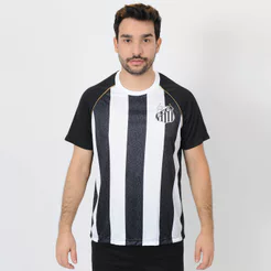 Camisa de Time Braziline Santos Mosaico Preto - Masculino