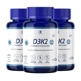 Vitamina D3+vitamina K2 (2000 Ui/65mcg) 180 Cáps (3 Frascos)