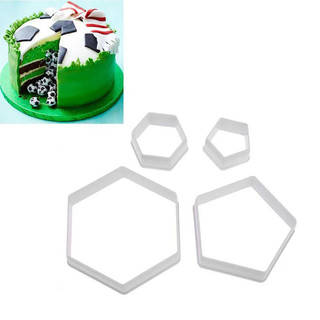 4 peças de cortadores de biscoitos em formato de bola de futebol, moldes de fondant para bolo, estampadores para decoraç