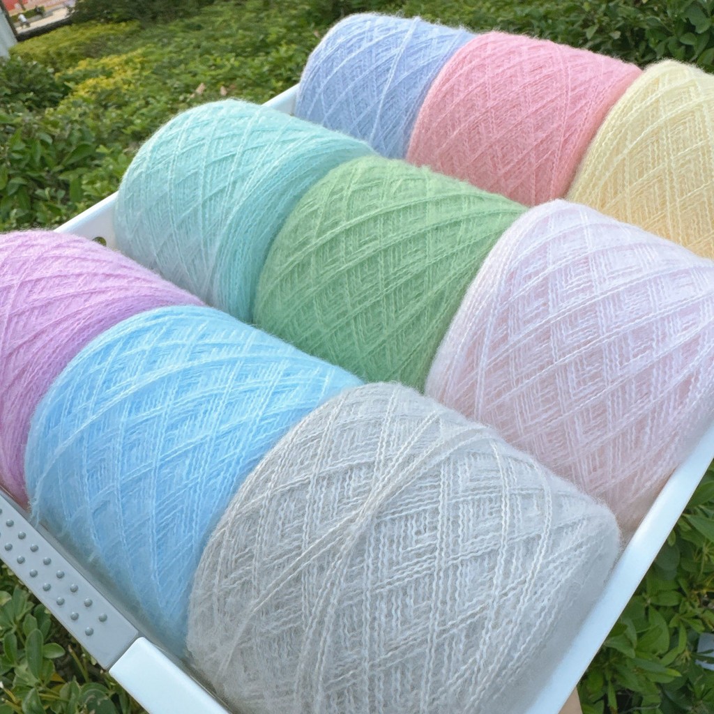 Diy lã de cavalo marinho tricotado à mão Super macio fio de lã Mohair fio fino anel de cabelo sul-africano cor gradiente