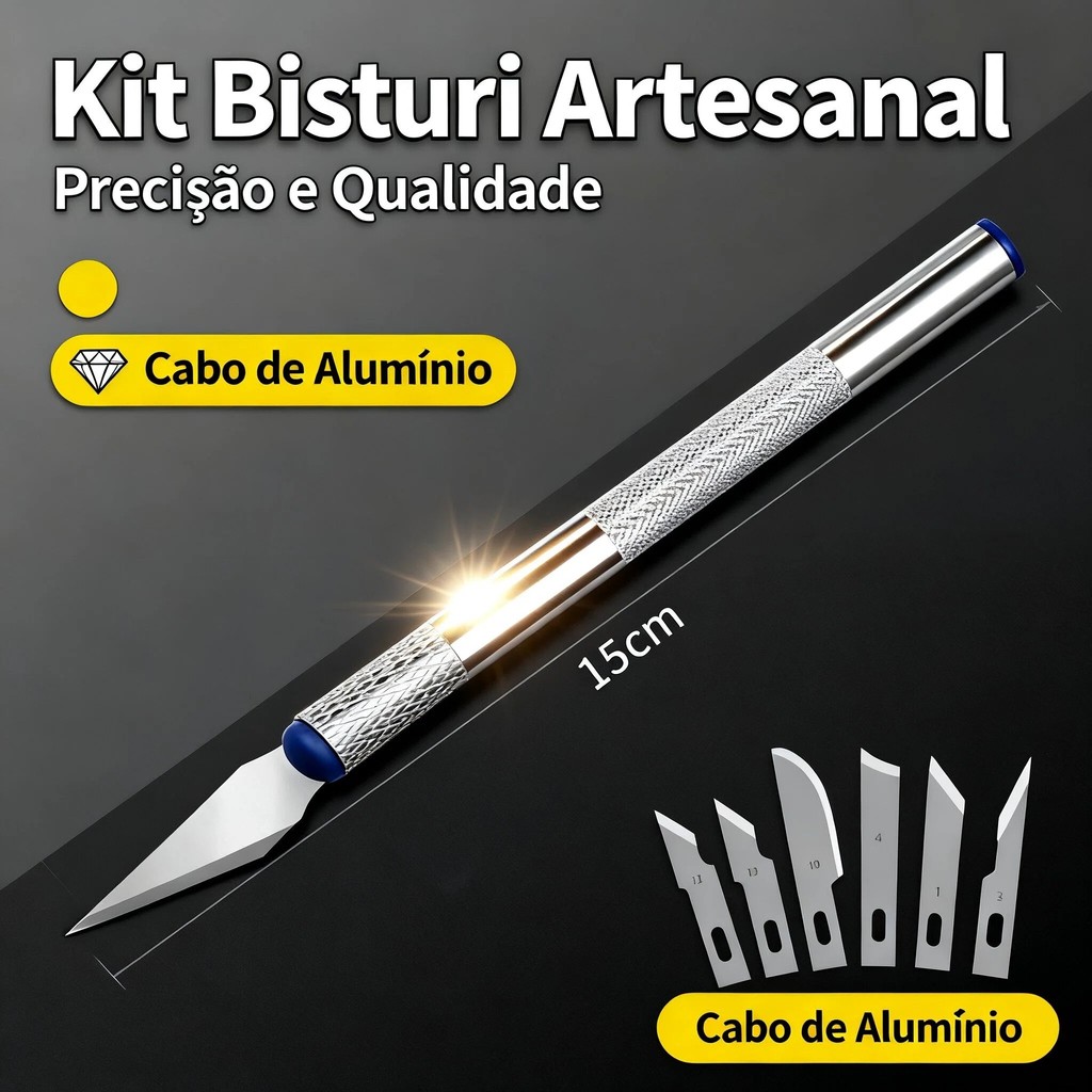 Kit Estilete de Precisão Profissional 13 Peças com Estojo Magnético para Artesanato Modelismo e Escultura