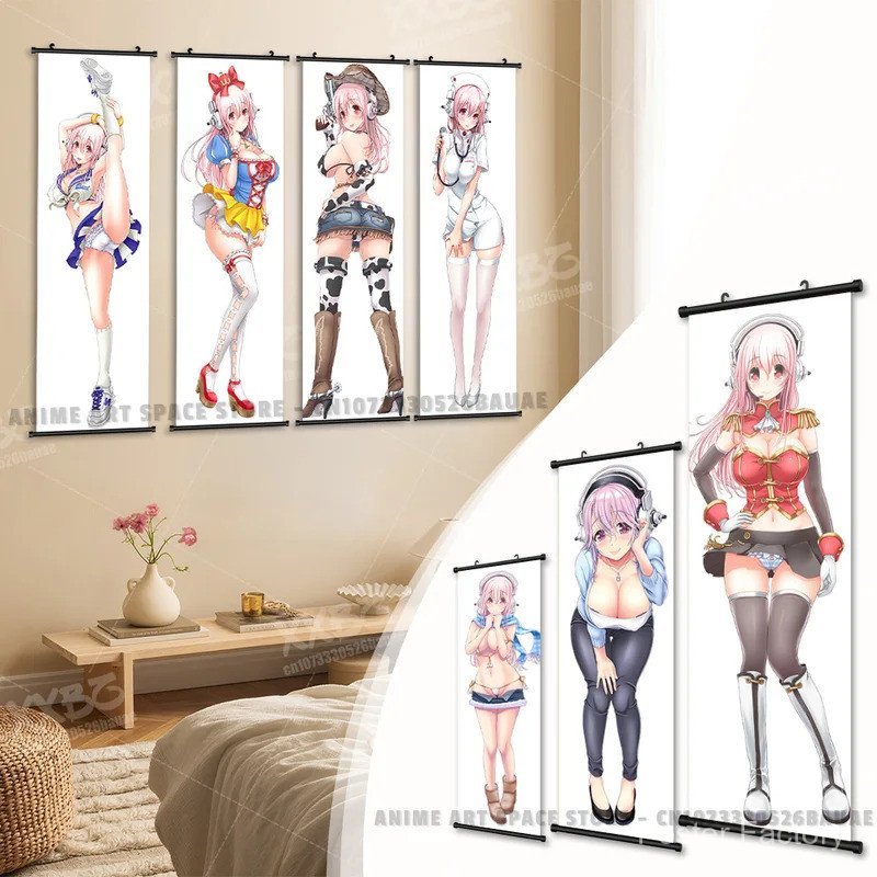Pôster Decorativo de Parede em Tela com Imagem de Personagem de Anime do Jogo SUPER SONICO