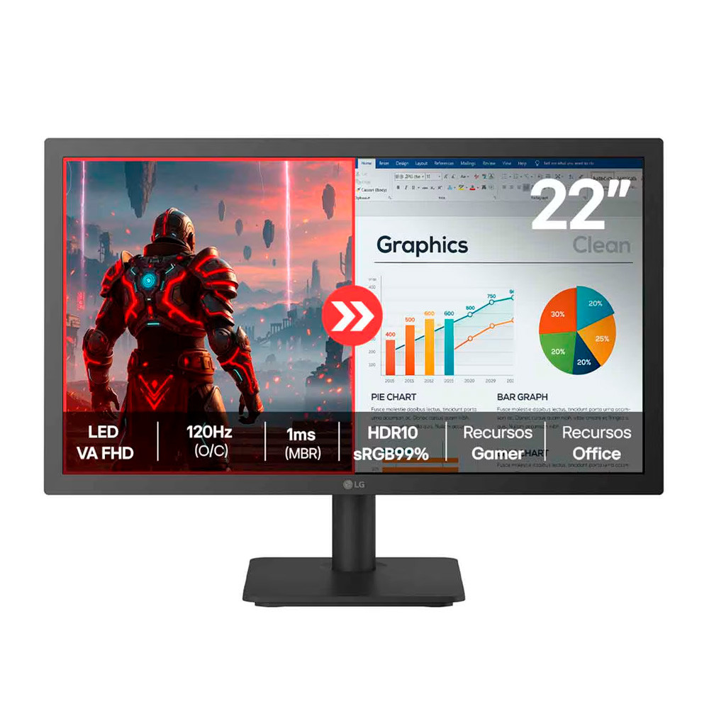 Monitor LG 22" Full HD 120Hz 1ms VA HDR 22U403A Bivolt