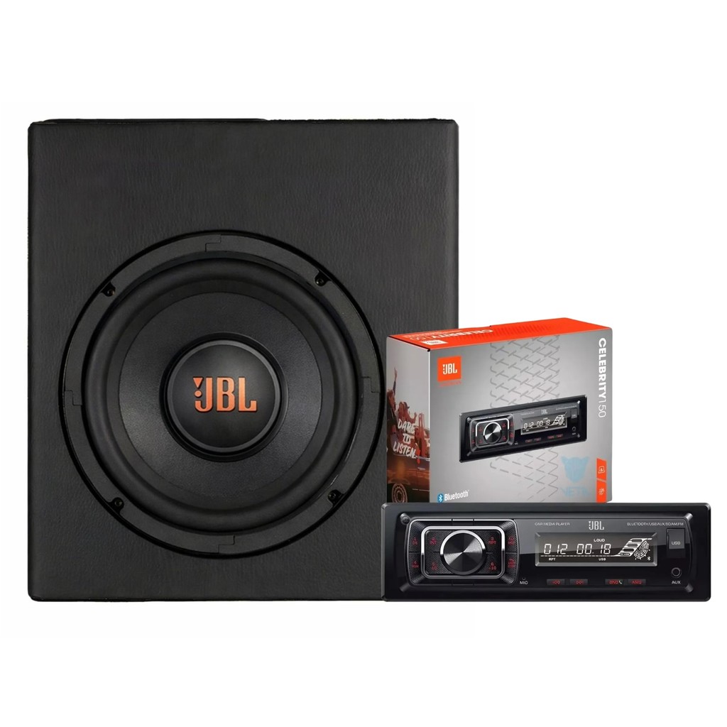 Caixa Amplificada 200W Sub 8 Jbl + Radio Automotivo Som Carro Mp3 Bluetooth Celebrity