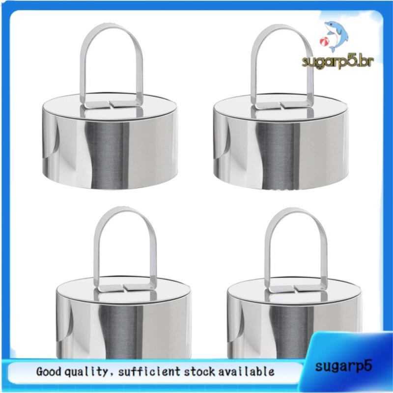 Conjunto De Moldes De Bolo De Aço Inoxidável-Êmbolo De Pressão Incluído Em 4 Formatos , Faça Você Mesmo Para Sushi E Doc