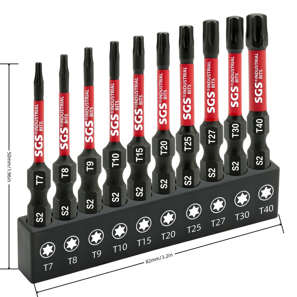 Jogo De Bits Torx Kit 10 Peças Ponteiras Imantadas Parafusadeira Furadeira Furar Parafuso S2 Aço Resistente Profissional