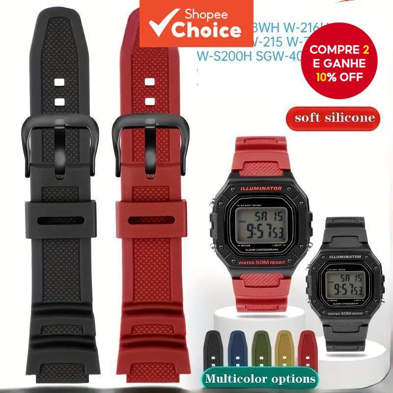 Pulseira De Borracha De 18 Mm Para Relógios Casio W-218H , F-108 , AE1200 , AE1300 E AE-1500