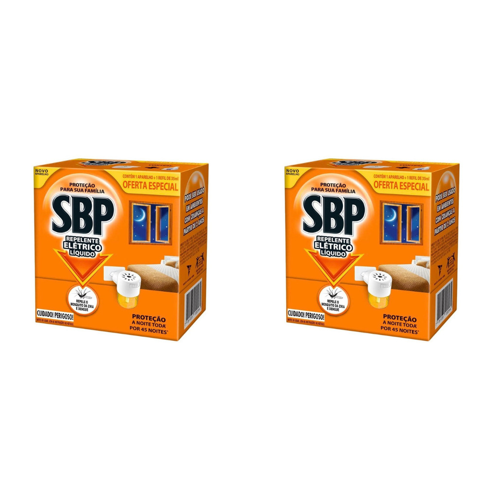 SBP Kit 2 Aparelho com Refil 32 ml Repelente Elétrico