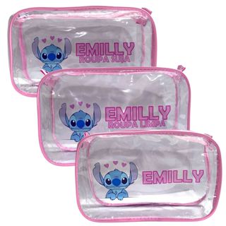 Kit com 3 necessaires 23x15 personalizada com personagem e nome para escola, creche, maternal, organizador de bolsa em Oferta na Shopee