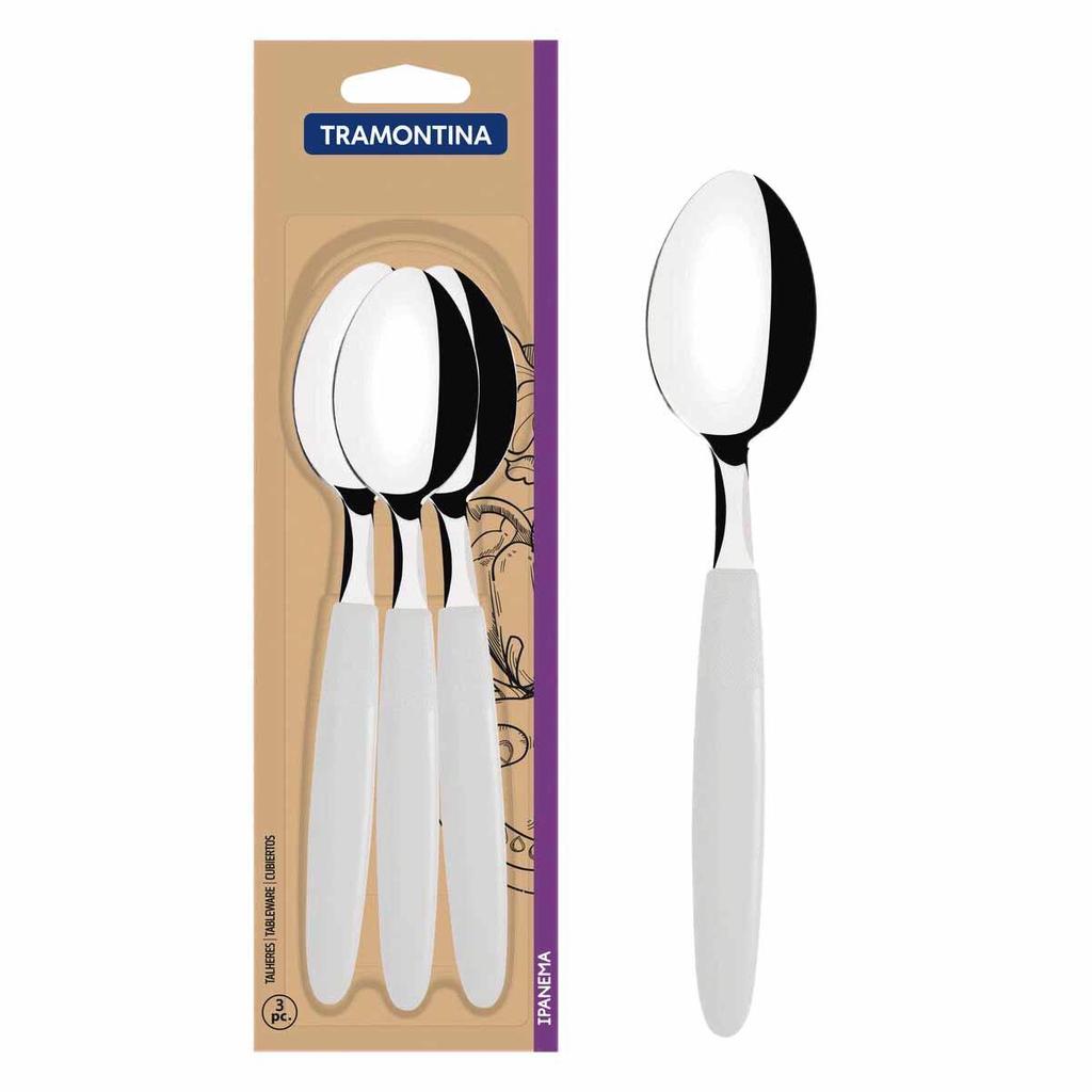 Jogo de Colheres de Mesa Ipanema Branco Com 3 Peças (23363/380) - Tramontina em Oferta na Shopee