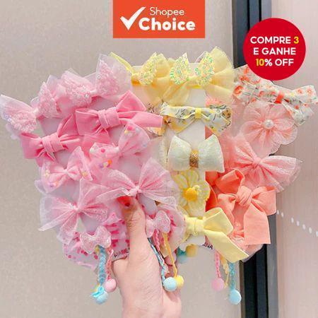 Grampos De Cabelo De Princesa Para Meninas – Conjunto De Acessórios Macios Bebê Com Laço E Flores