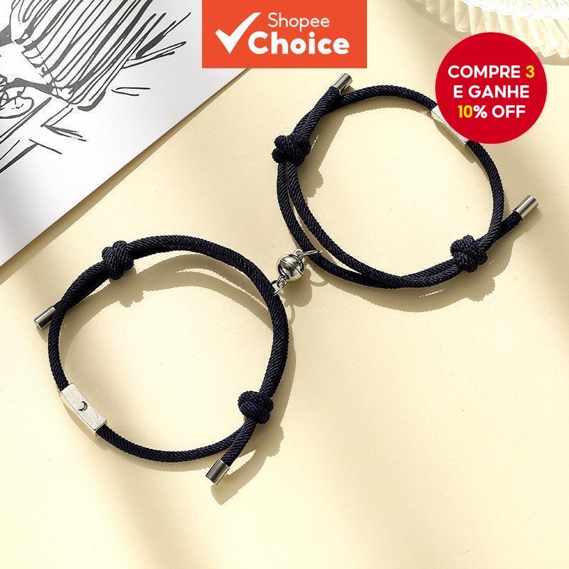 Pulseiras de Casal Sol e Lua Magnéticas, Presente Romântico para Ele e Ela, Joias da Moda para Namorado e Namorada, 2