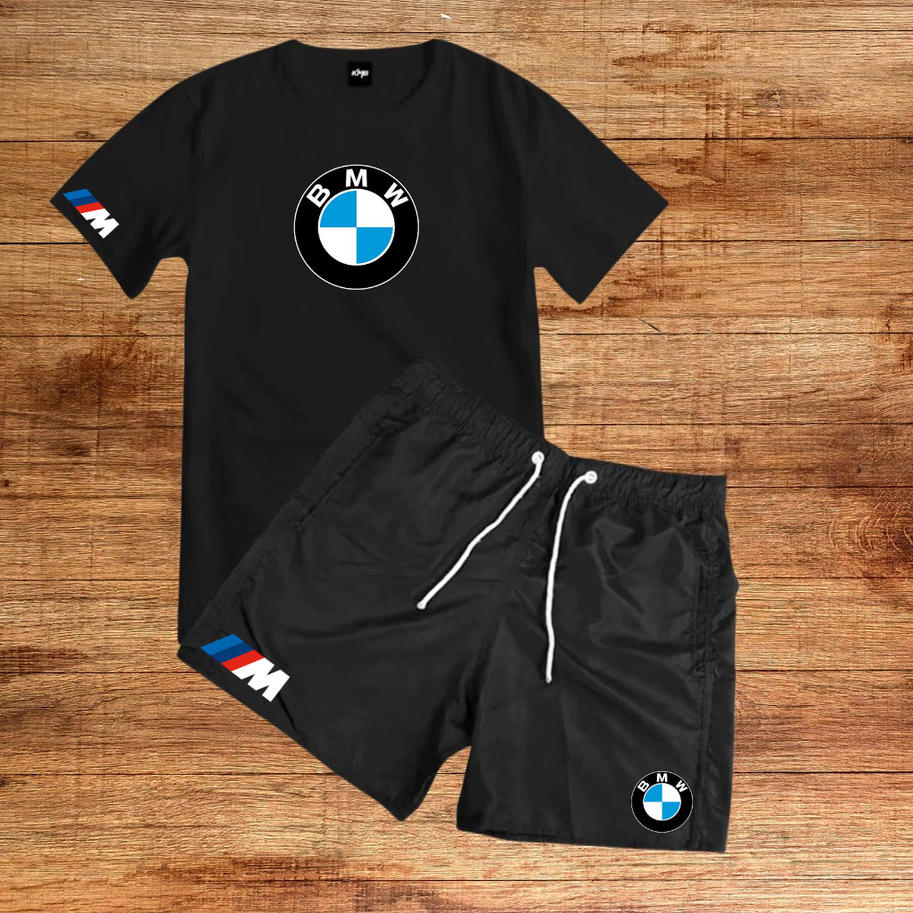 Conjunto KIT Bmw Camiseta algodão E Bermuda Tectel Estampados Camisa Masculina Camiseta Short BMW 3 M