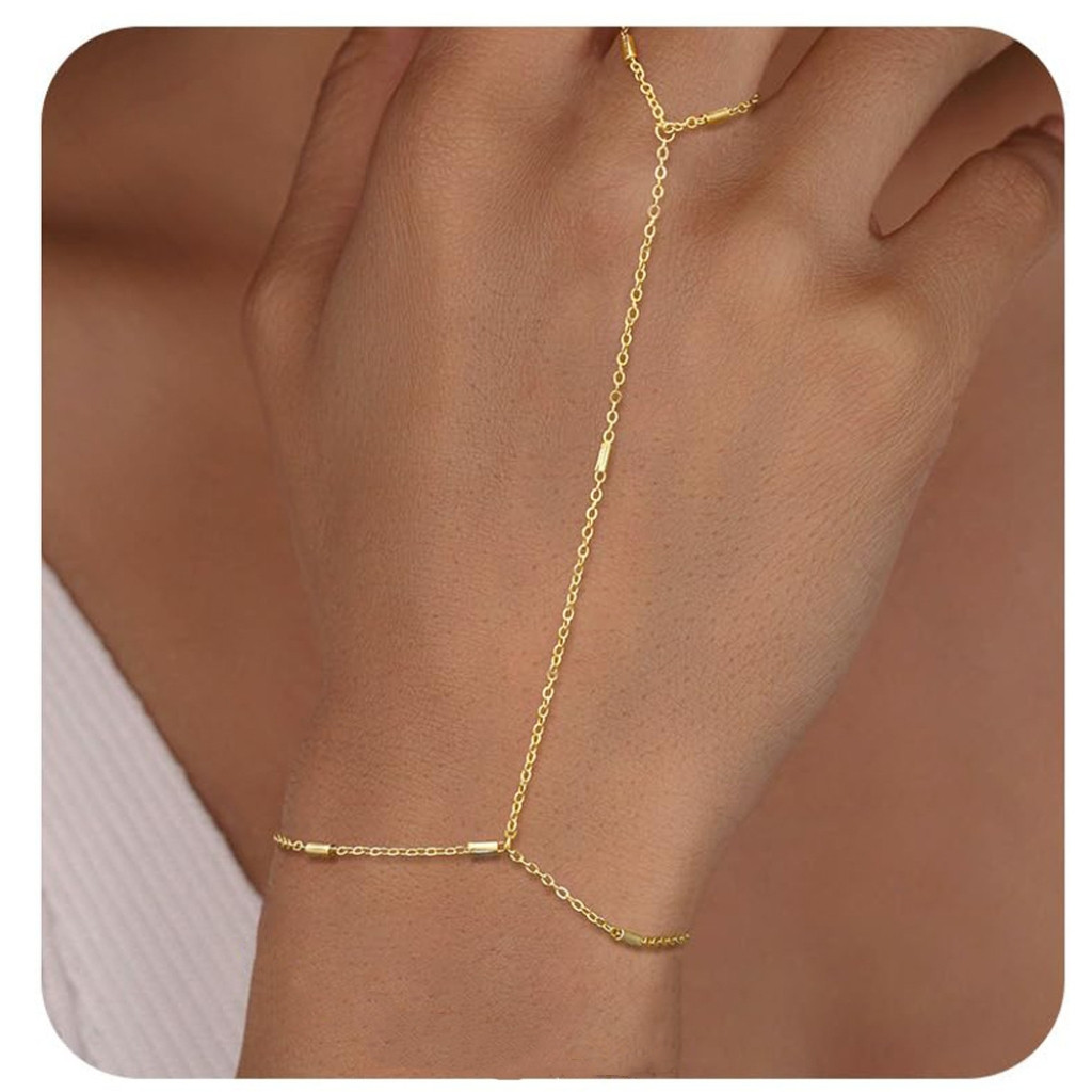 Pulseira Mão e Dedo Banho de Ouro 18K ou Prata 925 Corrente Fina Versátil em Oferta na Shopee