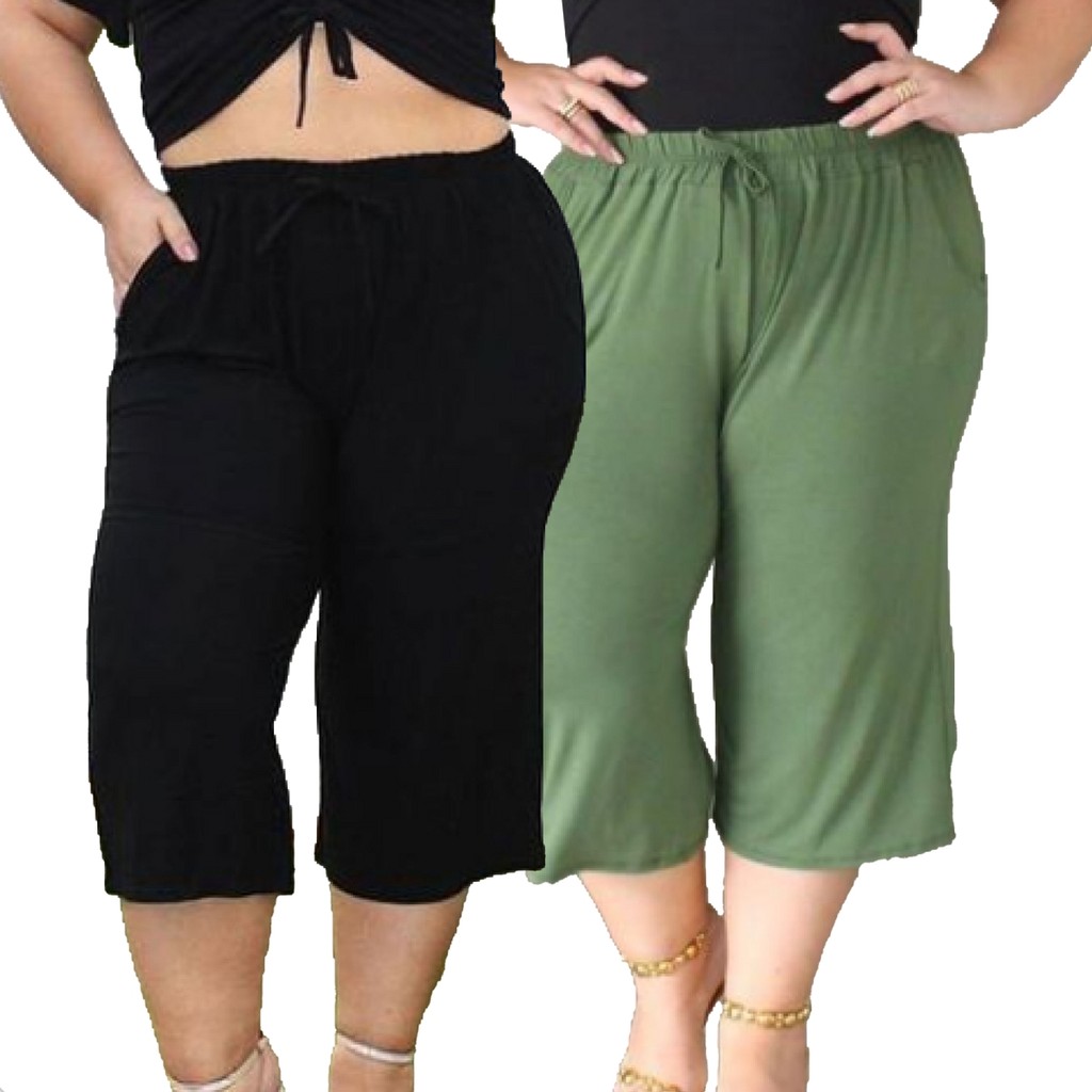 Kit Com 2 Calça Plus Size Pantacur Feminina Malha Viscolycra
