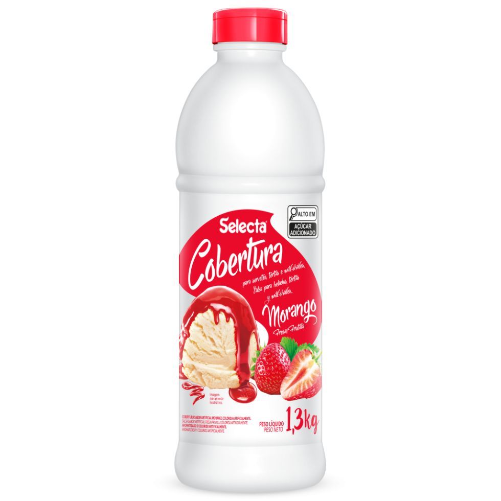Cobertura para Sorvete Morango 1,3Kg Selecta