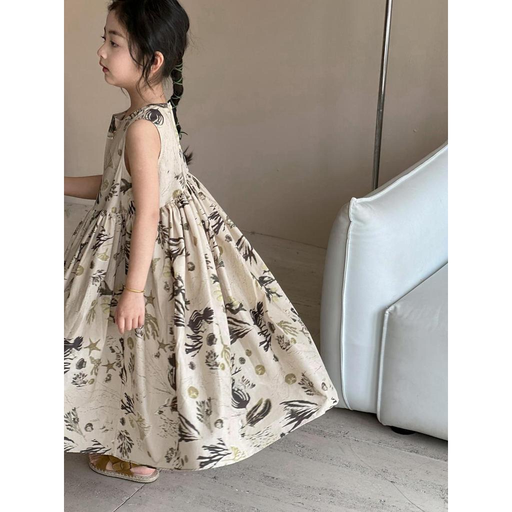 Roupas Infantis Femininas Vestido De Pintura A Tinta Verão Infantil Fino Estilo Floresta Saia Grande Colete De Pano De A