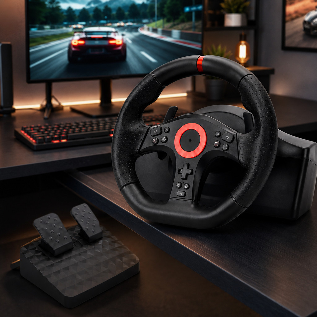 Volante Gamer Com Câmbio Sequencial Pedais E Controle De Sensibilidade KP-5818