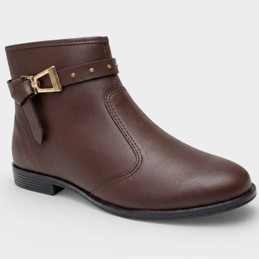 Bota Moleca Cano Extra Curto Fivela Feminina