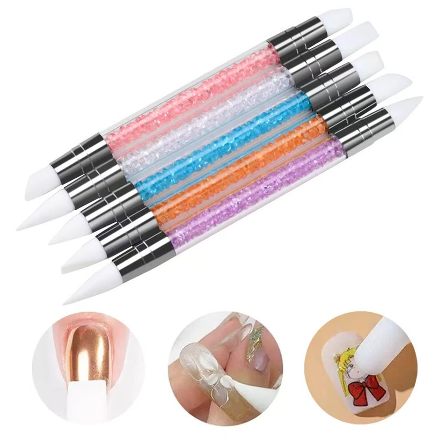 Kit 5 Caneta Multifuncional De Silicone Para Nail Art Com Duas Pontas