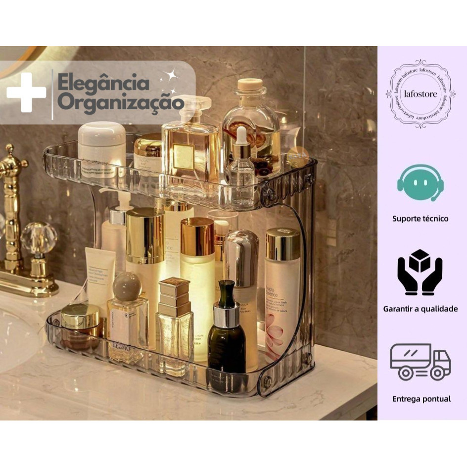 Prateleira Organizador Diamante Acrílico Porta Maquiagem Suporte Multiuso De Mesa