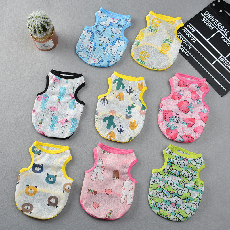 Roupas de gato respiráveis colete estilo fino cão de pelúcia pequeno cão protetor solar roupas primavera verão pequeno l