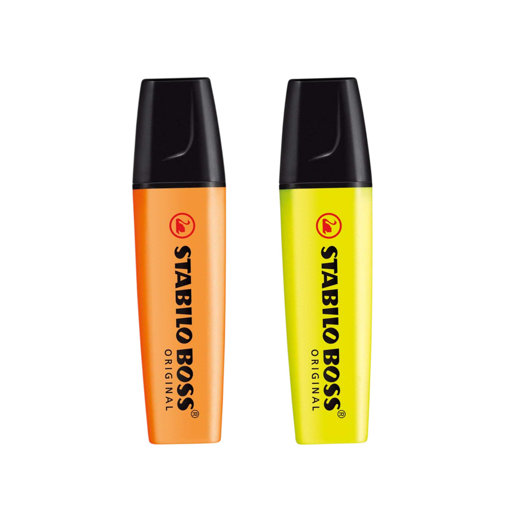 Kit 2 Marca Texto Stabilo Boss Neon Recarregável- STABILO amarelo+laranja