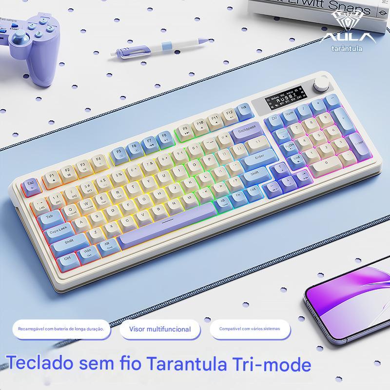 AULA S99 Pro teclado mecânico sem fio, teclado personalizado de troca quente de junta, teclado mecânico 2.4G / tipo-C/BT