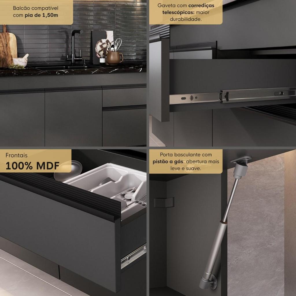 Armário Cozinha Modulada Completa Suspensa 281,5cm Milano Multimóveis MP2407 · foto 2