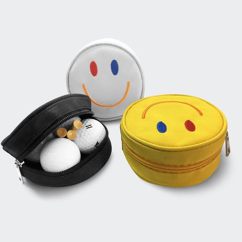 Japonês coreano Smiley saco de golfe poliéster golf cintura saco portátil zíper saco bola golfe acessório saco