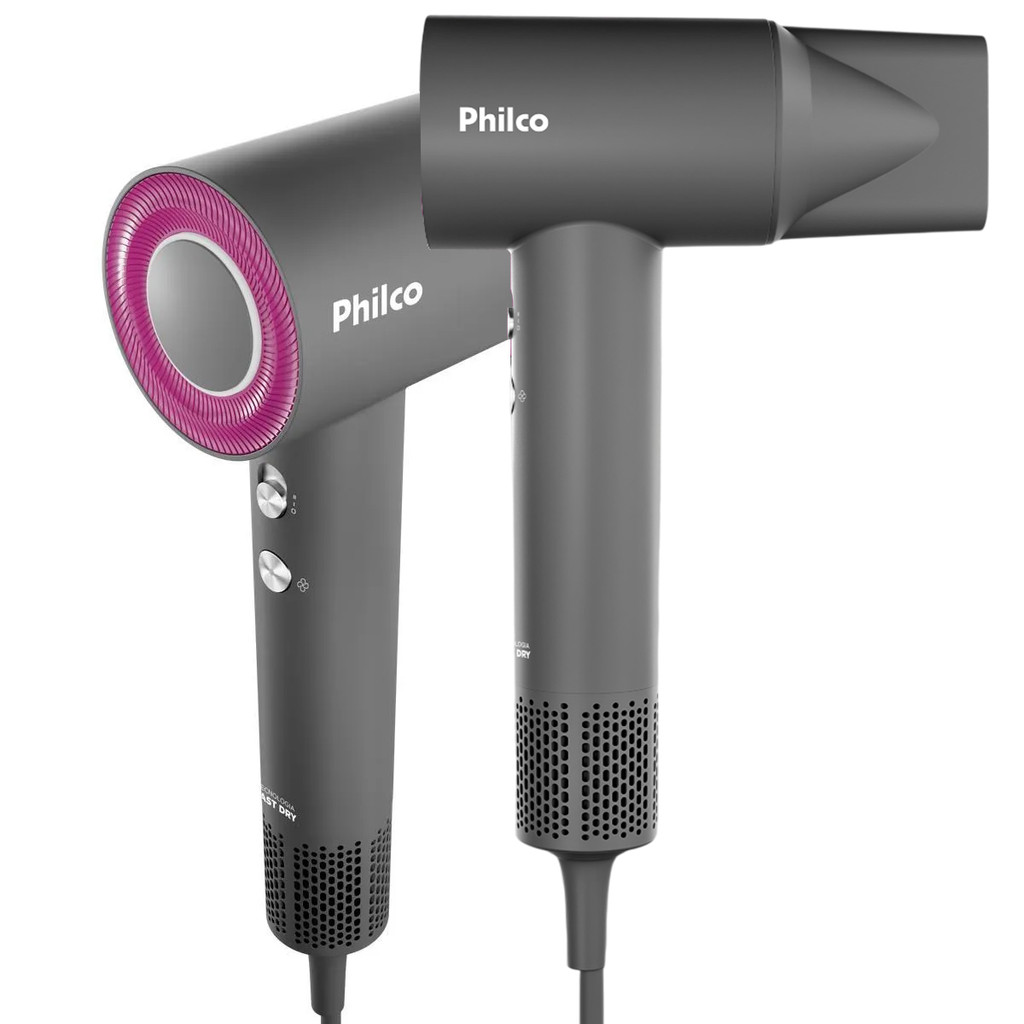 Secador de Cabelos Silencioso Potência 1600W com 4 Temperaturas PSC3600 Philco Cor Cinza