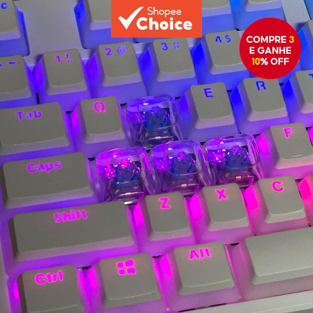 Teclado Keycaps Totalmente Transparente Mecânico Cristal PC Retroiluminado Cereja Colorido Gastron