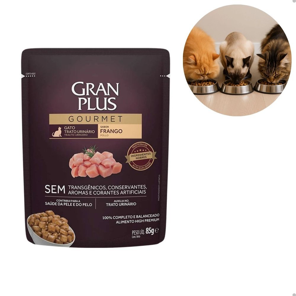 Ração Úmida GranPlus Sachê Gourmet Trato Urinário Frango para Gatos Adultos em Oferta na Shopee