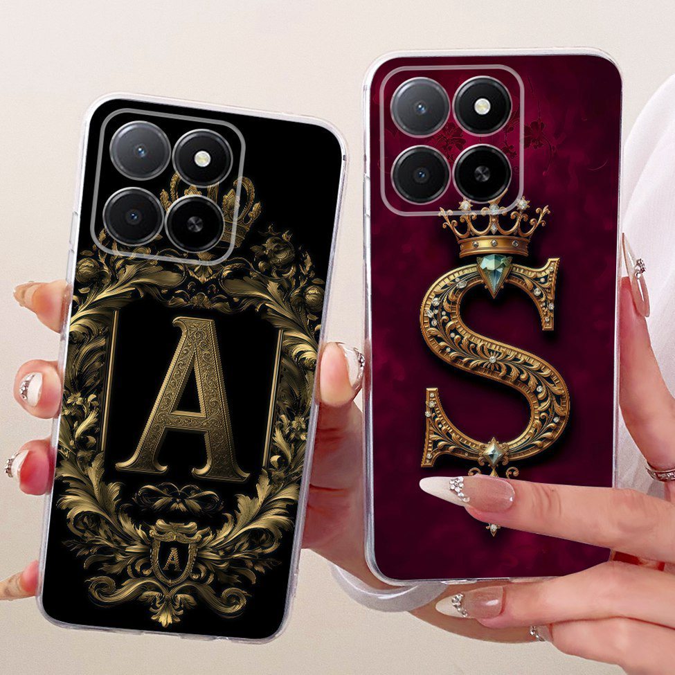 Honor X5b GFY-LX2 Capa Honra X5b Plus LX2P Caso Transparente Luxo Coroa Az Letras 2D Padrão Plano De Telefone Macio