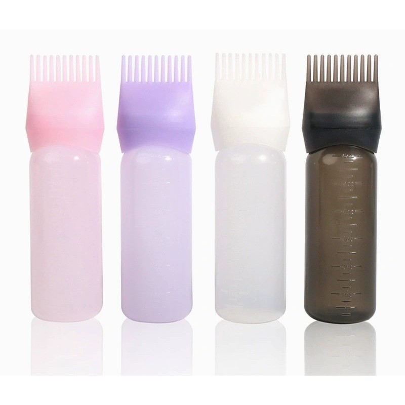 Kit 12 Frascos Aplicadores com Pente para Tinta de Cabelo Tintura 120ml