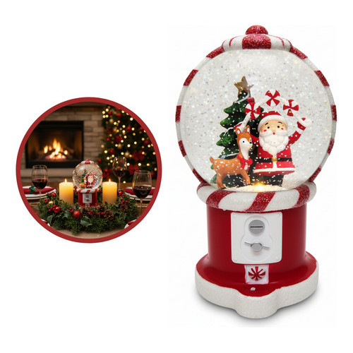 Luminária Globo De Neve Papai Noel Candy Musical Led Papai Noel Candy