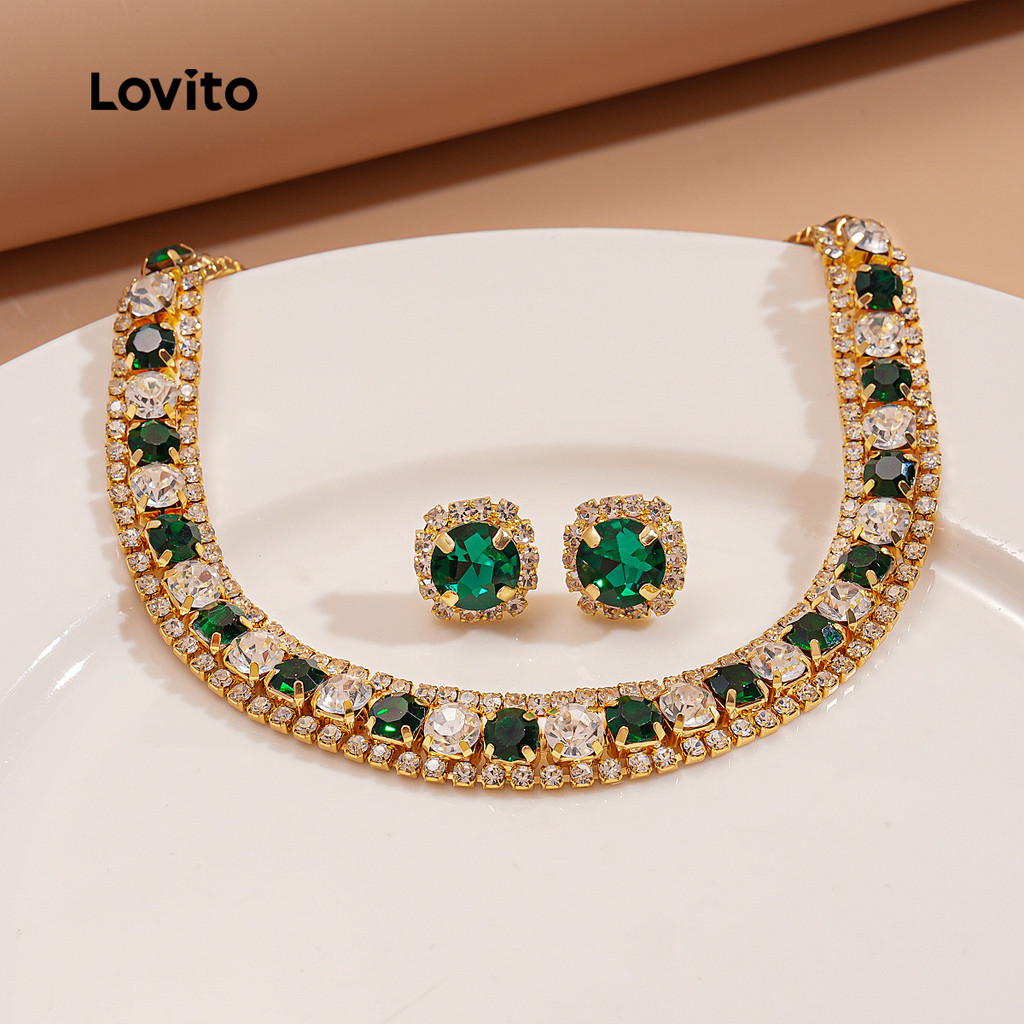 Lovito Colares Casuais com Strass LFA108069 em Oferta na Shopee