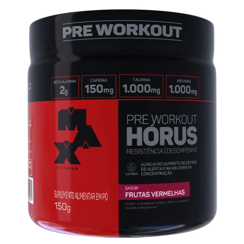 Pré Treino Hórus Pote Max Titanium Cafeína Beta Alanina 150g