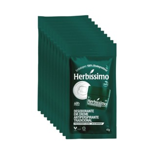 Kit Sachê Refil Desodorante Creme Antitranspirante Tradicional Herbissimo 45G (10 unidades) em Oferta na Shopee