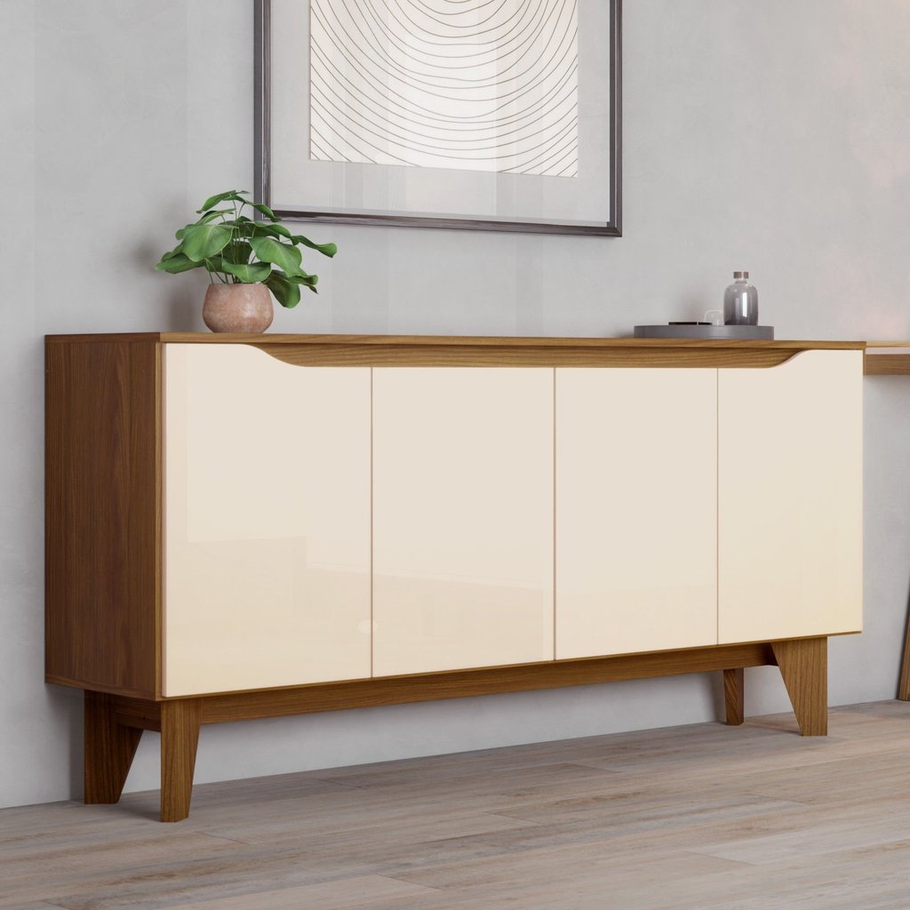 Buffet Aparador 4 Portas 150cm em MDP com Portas em MDF Nature Off White em Oferta na Shopee
