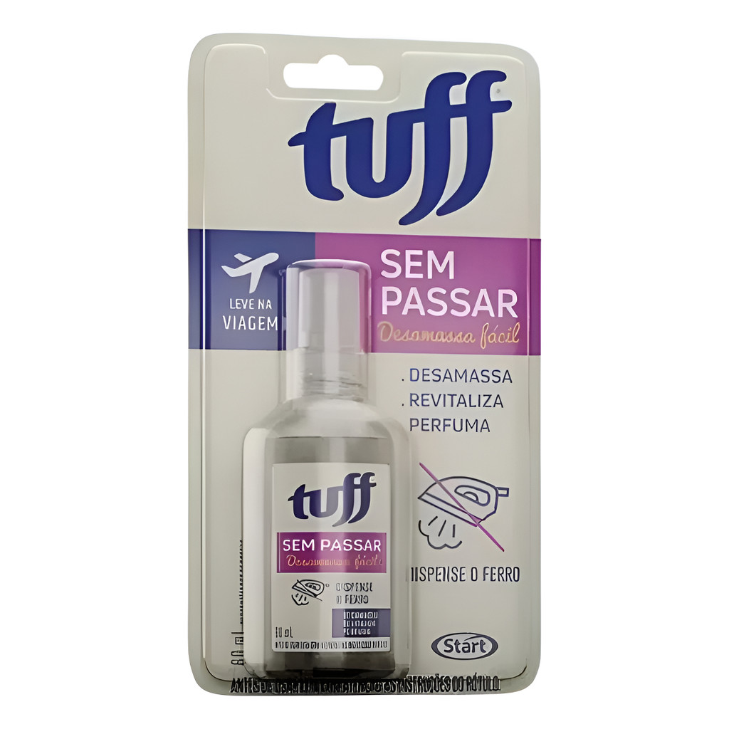 Sem Passar Tuff Bolso 60ml Desamassa Fácil Facilitador Passa Roupa Higienizador Tecido Mala Viagem