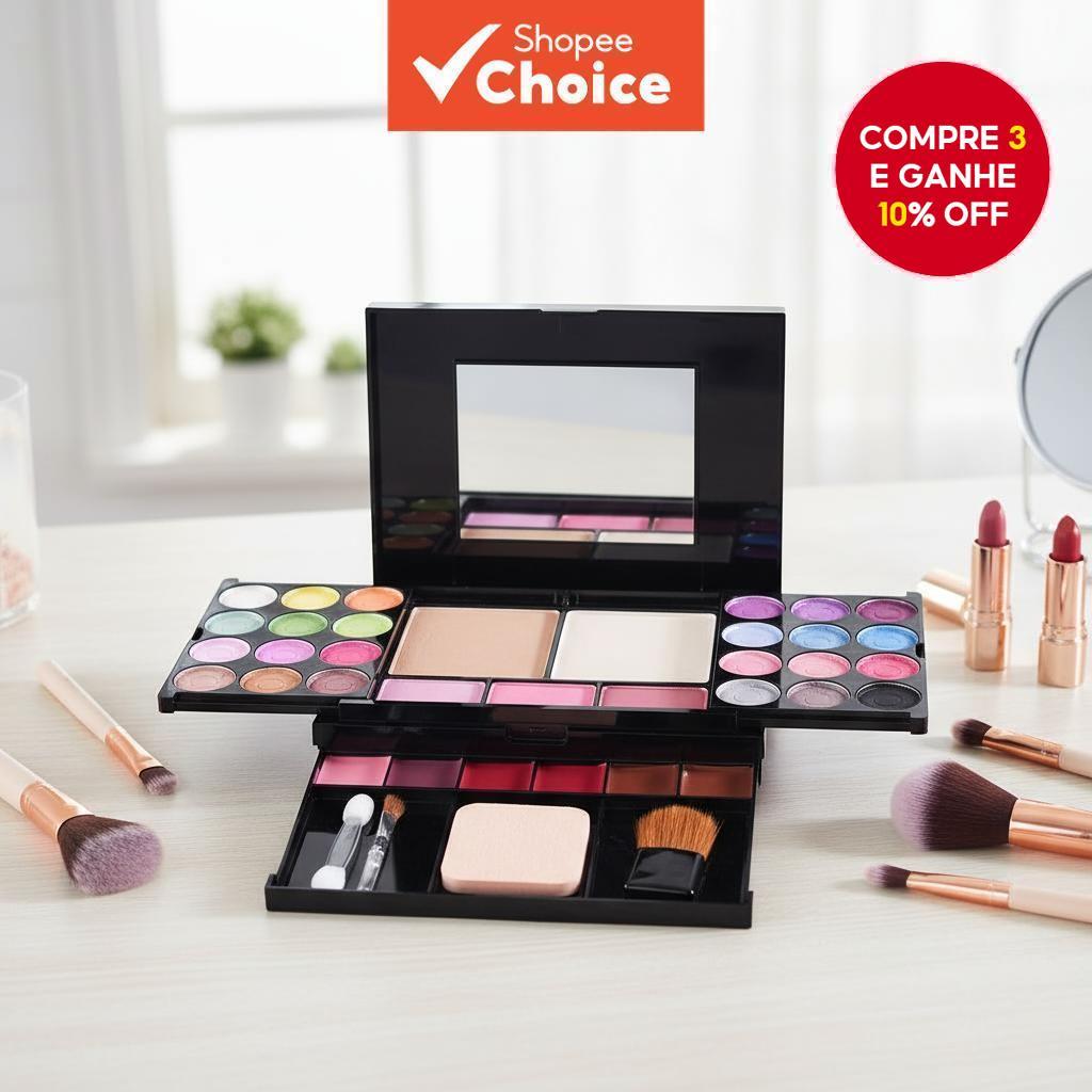  Kit Profissional de Maquiagem All-in-One para Adolescentes, Conjunto de Paleta de Maquiagem Inclui 24 Tons de Sombra, 3