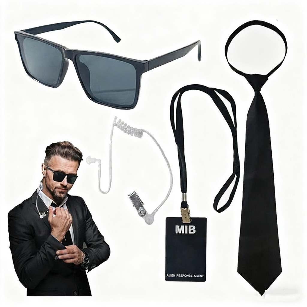 Role-Playing Agente Secret Costume Dress Up SECURITY Boné de beisebol Óculos de sol pretos Conjunto de fones de ouvido d