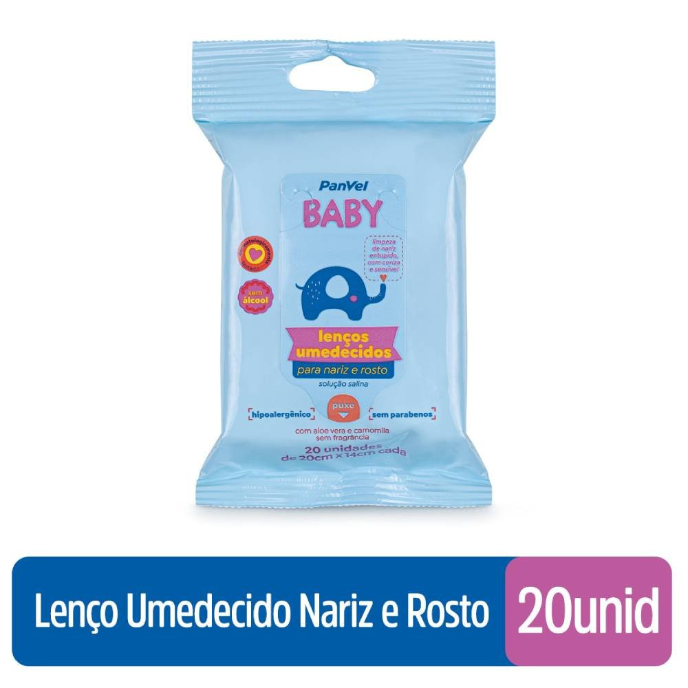 Lenço Umedecido Com Soro Fisiológico Para Nariz E Rosto Panvel Baby 20 Unidades em Oferta na Shopee