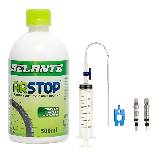 Kit Selante Tubeless Arstop Aplicador Selante Nucleo Valvula