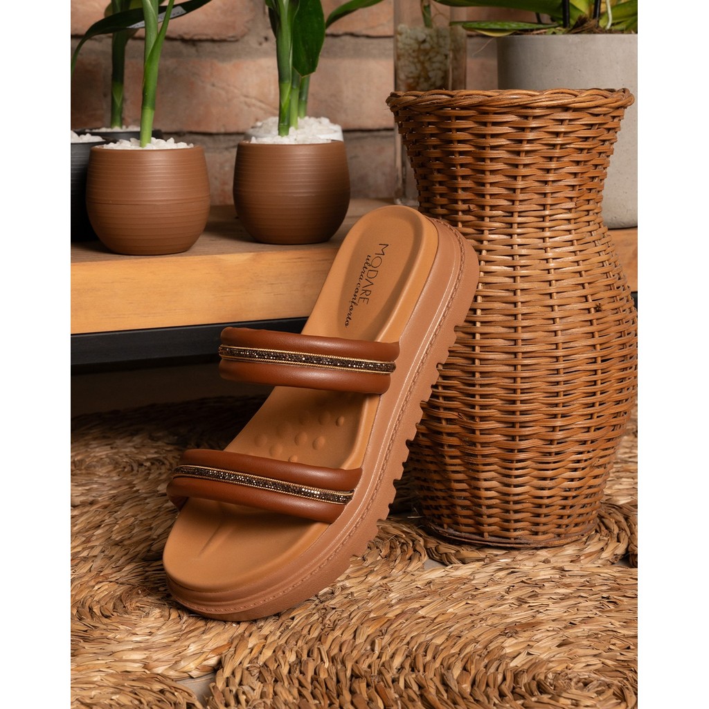Sandália Modare Feminina Slide Plataforma Brilho Ultra Conforto Original em Oferta na Shopee